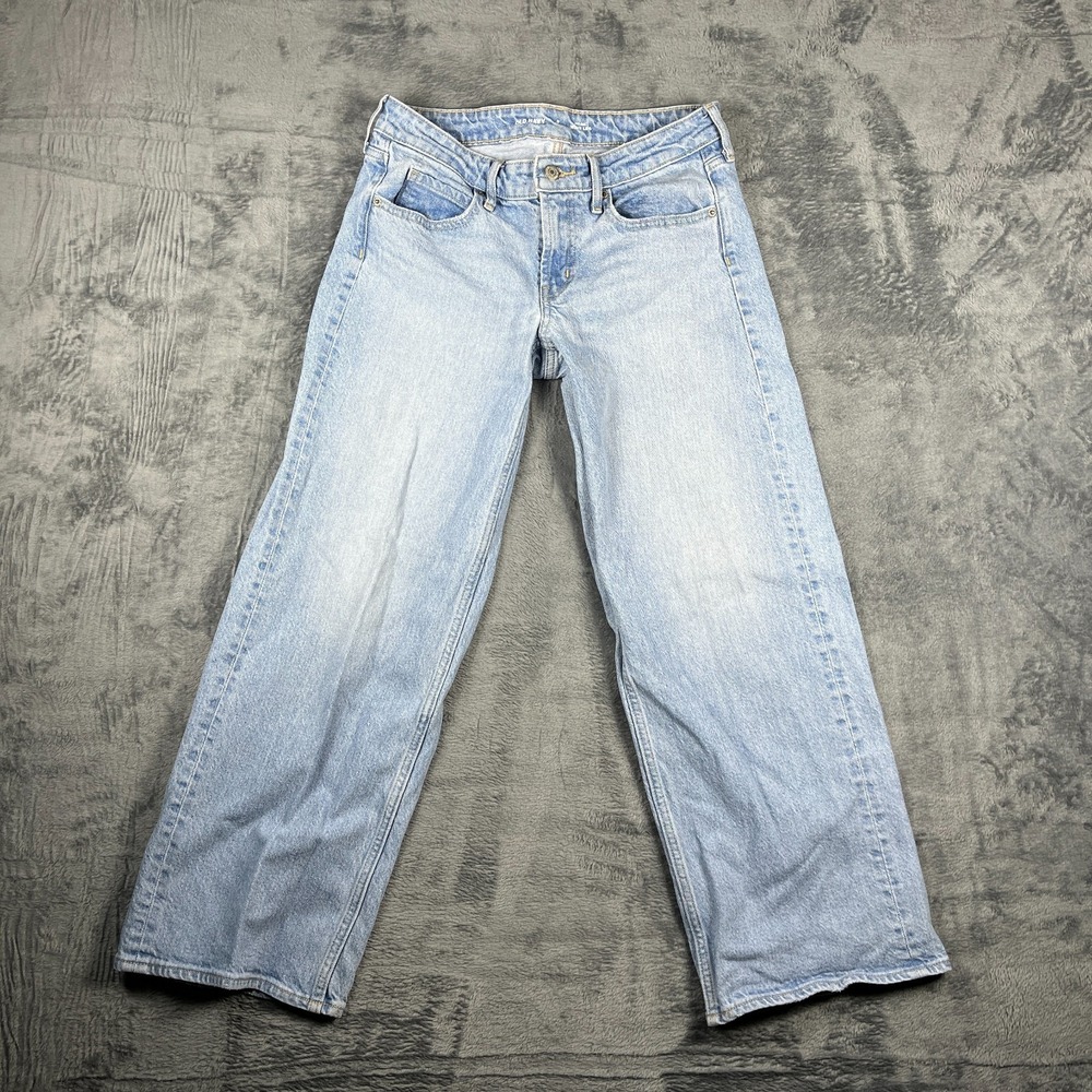 Old Navy Womens 0 Petite Blue Denim Mid Rise Wide Leg Jeans 0P